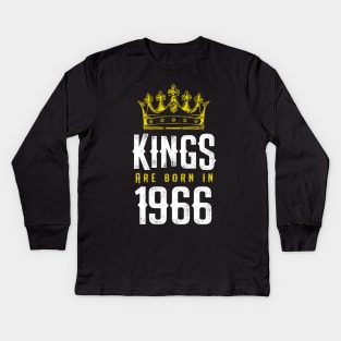 kings are born 1966 birthday quote crown king birthday party gift Kids Long Sleeve T-Shirt